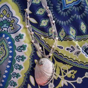 16" Necklace - Shell, Ribbons and Pearls